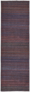 2' x 8' Red and Gray Striped Power Loom Runner Rug