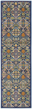 2' x 8' Blue Floral Power Loom Runner Rug