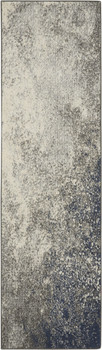 2' x 8' Gray and Ivory Abstract Power Loom Runner Rug