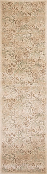 2' x 8' Ivory Machine Woven Floral Traditional Indoor Runner Rug