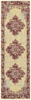 2' x 8' Cream Damask Power Loom Runner Rug