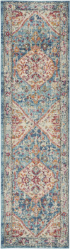 2' x 8' Blue & Ivory Polypropylene Power Loom Runner Rug