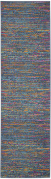 2' x 8' Blue and Orange Abstract Power Loom Runner Rug