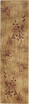2' x 8' Brown Floral Power Loom Runner Rug