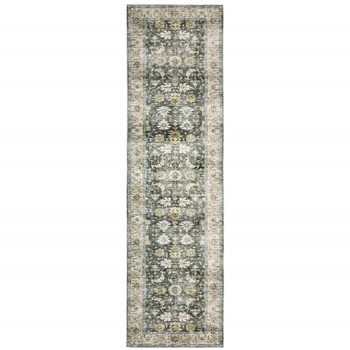 2' x 8' Charcoal Oriental Printed Non Skid Runner Rug