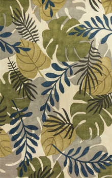 3' x 4' Ivory Hand Tufted Oversized Tropical Leaves Indoor Area Rug