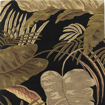 3' x 4' Midnight Leaves Wool Area Rug