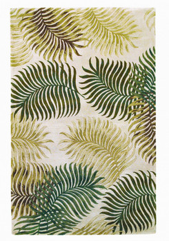 3' x 4' Natural Fern Leaves Wool Area Rug