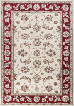 3' x 5' Ivory Red Floral Indoor Area Rug