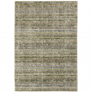 3' x 5' Green Grey and Purple Abstract Power Loom Stain Resistant Area Rug