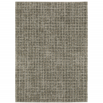 3' x 5' Grey Tan and Beige Geometric Power Loom Stain Resistant Area Rug