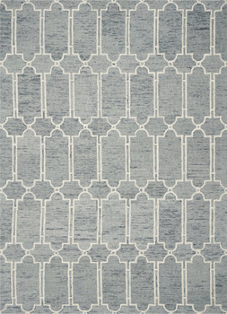 3' x 5' Slate Blue Hand Tufted Geometric Indoor Area Rug