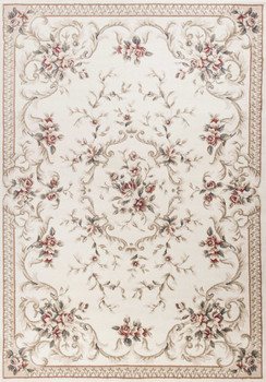 3' x 5' Ivory Bordered Floral Indoor Area Rug