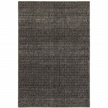3' x 5' Charcoal Grey and Brown Geometric Power Loom Stain Resistant Area Rug
