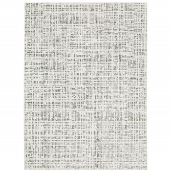 3' x 5' White & Grey Abstract Power Loom Stain Resistant Area Rug
