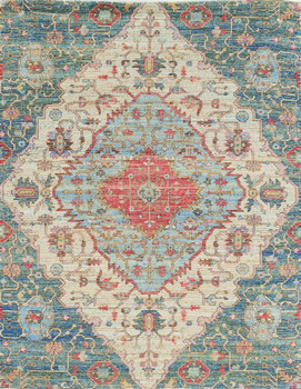 3' x 5' Blue Red Hand Woven Diamond Medallion Indoor Area Rug