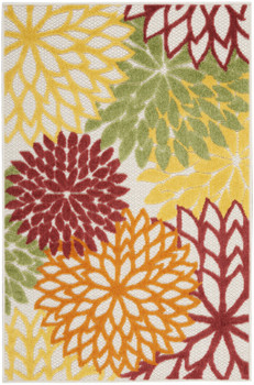 3' x 5' Red Floral Power Loom Area Rug