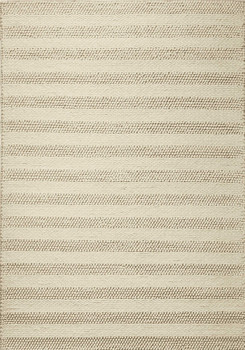 3' x 5' White Ivory Hand Woven Knobby Cornish Stripe Indoor Area Rug