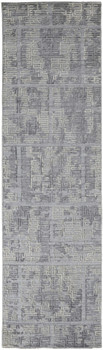 3' x 8' Gray and Ivory Abstract Hand Woven Runner Rug