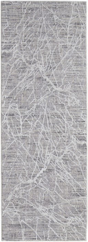 3' x 8' Taupe and Gray Abstract Power Loom Distressed Stain Resistant Runner Rug