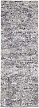 3' x 8' Tan Taupe and Gray Abstract Power Loom Distressed Stain Resistant Runner Rug