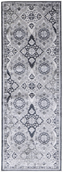 3' x 8' Gray and Black Floral Power Loom Runner Rug