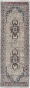 3' x 8' Gray Red and Blue Floral Power Loom Stain Resistant Runner Rug