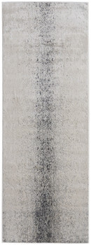 3' x 8' Ivory Gray and Black Abstract Power Loom Runner Rug