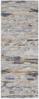 3' x 8' Tan Orange and Ivory Abstract Power Loom Distressed Runner Rug