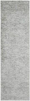 3' x 8' Gray Green and Ivory Striped Distressed Stain Resistant Runner Rug