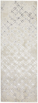 3' x 8' Silver Gray and White Abstract Stain Resistant Runner Rug