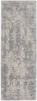 3' x 8' Ivory Gray and Black Abstract Stain Resistant Runner Rug