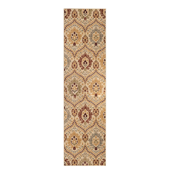 3' x 8' Camel Gray and Rust Floral Stain Resistant Runner Rug