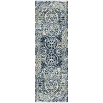 3' x 8' Taupe Abstract Power Loom Distressed Stain Resistant Runner Rug