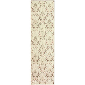 3' x 8' Runner Beige Green and Brown Floral Stain Resistant Runner Rug