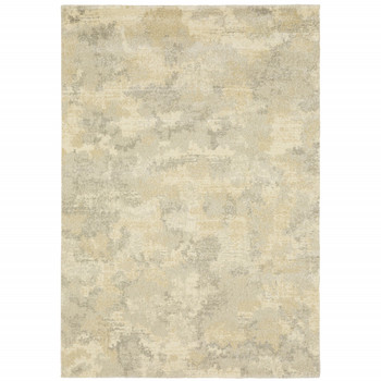 4' x 5' Grey Ivory Beige and Taupe Abstract Power Loom Stain Resistant Area Rug