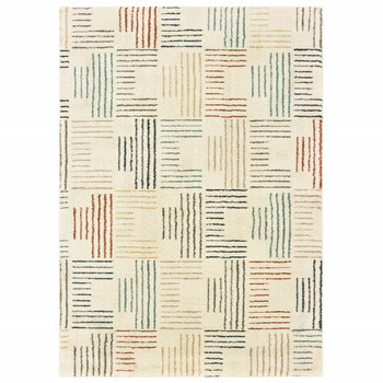 4' x 5' Ivory Multi Neutral Tone Scratch Indoor Area Rug