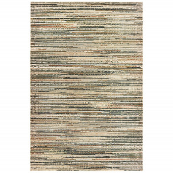 4' x 5' Ivory Sage Abstract Lines Indoor Area Rug