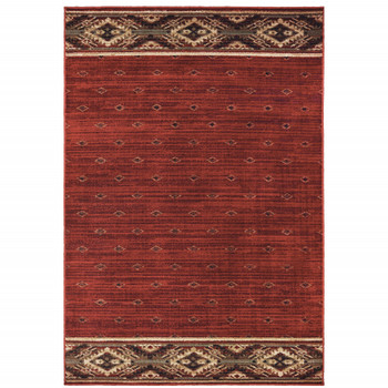 4' x 6' Berry Gold and Ivory Southwestern Power Loom Stain Resistant Area Rug