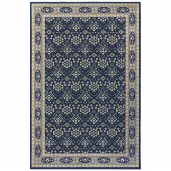 4' x 6' Navy and Gray Floral Ditsy Area Rug