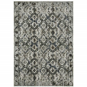 4' x 6' Ivory Charcoal Grey Blue Rust Gold and Brown Oriental Power Loom Area Rug