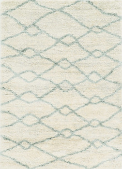 4' x 6' Ivory Grey Machine Woven Chain Link Indoor Area Rug