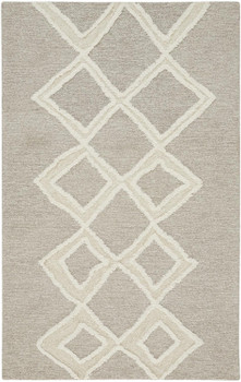 4' x 6' Gray and Ivory Wool Geometric Tufted Handmade Stain Resistant Area Rug