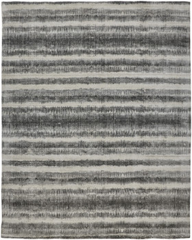 4' x 6' Gray Ivory and Black Abstract Hand Woven Area Rug