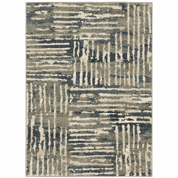 4' x 6' Blue and Beige Abstract Power Loom Stain Resistant Area Rug