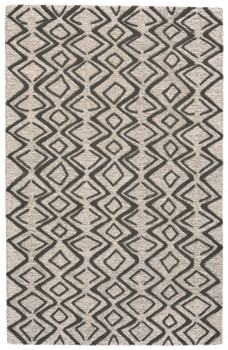 4' x 6' Black Gray and Taupe Wool Geometric Tufted Handmade Stain Resistant Area Rug