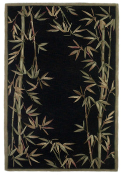 4' x 6' Black Hand Tufted Bordered Bamboo Indoor Area Rug