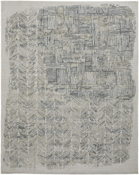 4' x 6' Green Blue and Ivory Abstract Hand Woven Distressed Area Rug