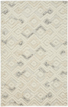 4' x 6' Gray and Ivory Wool Geometric Tufted Handmade Area Rug