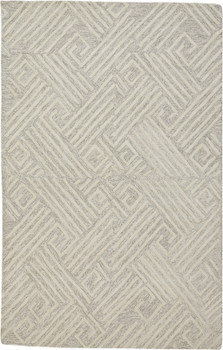 4' x 6' Tan and Ivory Wool Geometric Tufted Handmade Area Rug
